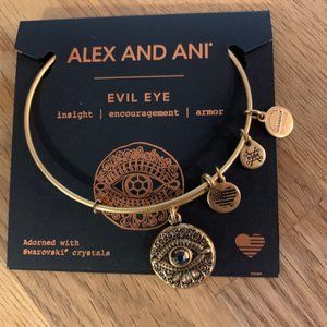 Alex and Ani Evil Eye Charm Bracelet Gold Finish